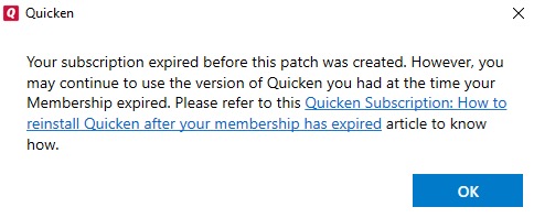 Reinstalling and patching your Quicken Subscription version after